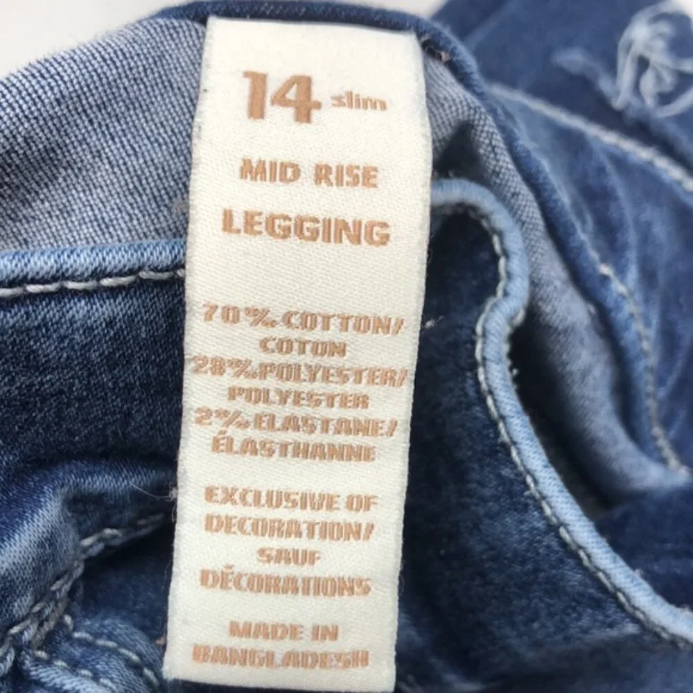 GIRLS JUSTICE MID-RISE LEGGING JEANS (GIRLS) 14x28⭐️